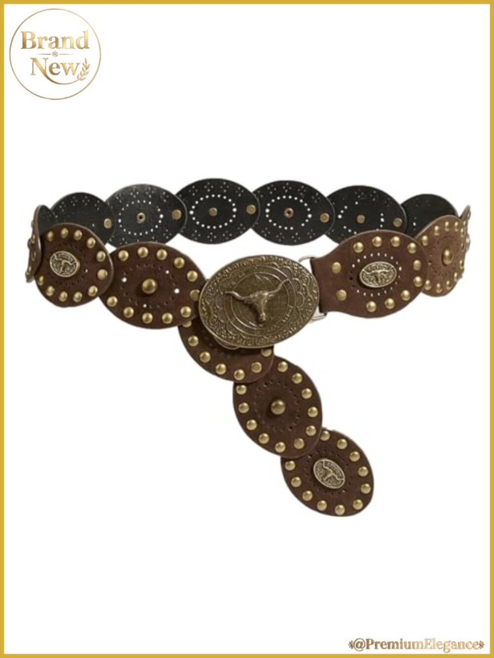Women's Boho Disc Belt Western Cowboy Concho Chunky Leather Belt